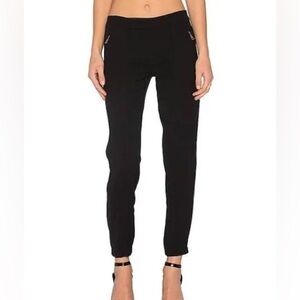 Vince Cargo Patchwork Pants Black Slim Fit Zipper Pockets Polyester Size 8